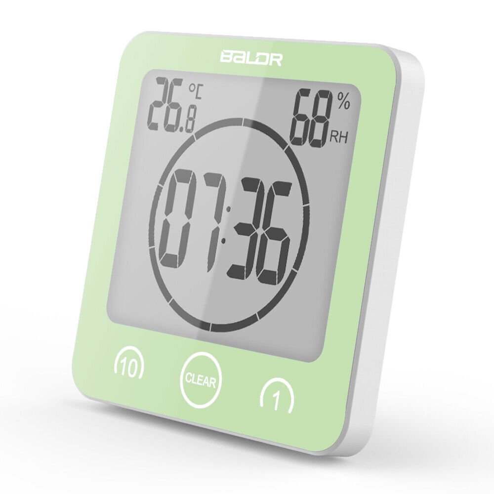 Baldr Waterproof LCD Shower Wall Clock Bathroom Kitchen Countdown Timer Alarm