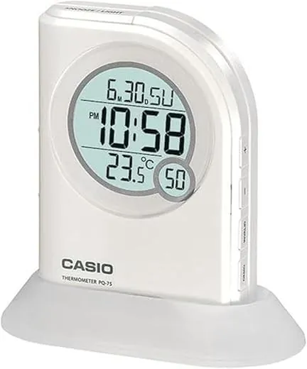 Casio Pq75-7df Multi Function Digital Thermometer Table Top Alarm Clock