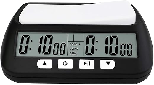 Chess Clock Digital Chess Timer Professional for Board Games with Alarm, 3-in-1 Multifunction Portable Chess Clock, 2 AA Battery Included (Black)