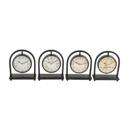 DecMode 11 Black Metal Pendulum Stand Clock, Set of 4