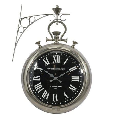 DecMode 16 Silver Stainless Steel Pocket Watch Style Wall Clock