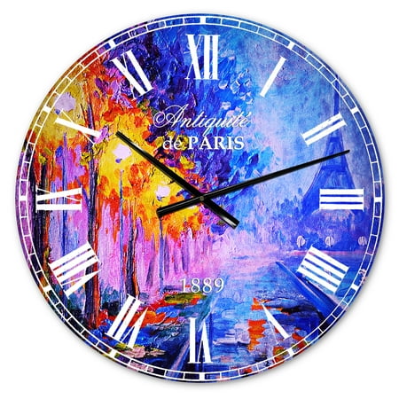 Designart 'View of Paris Eiffel Tower' French Country wall clock