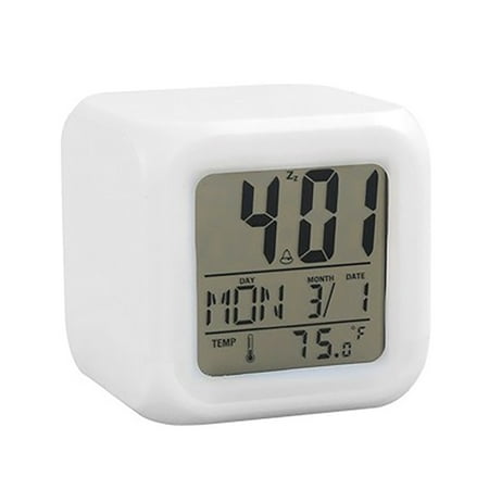 Digital Alarm Night Glowing Cube 7 Colors Clock LED Change LCD For Bedroom Child Desktop Ornament