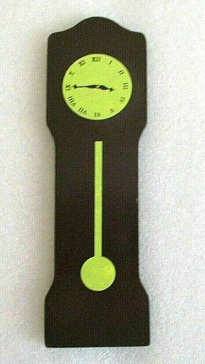 Doll House Furniture Brown Flat Grandfather Clock 8" Tall 2.5" wide