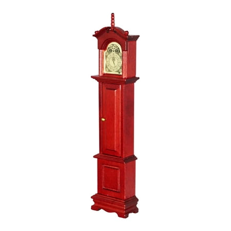 Dollhouse Miniature Grandfather Clock Opens Black Wood 1:12 Scale Furniture