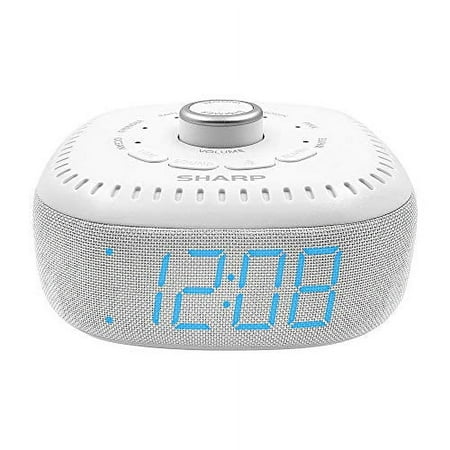 DreamCaster by Sharp Sound Machine Digital Alarm Clock Bluetooth Speaker 6 Sleep Sounds Blue LED Display