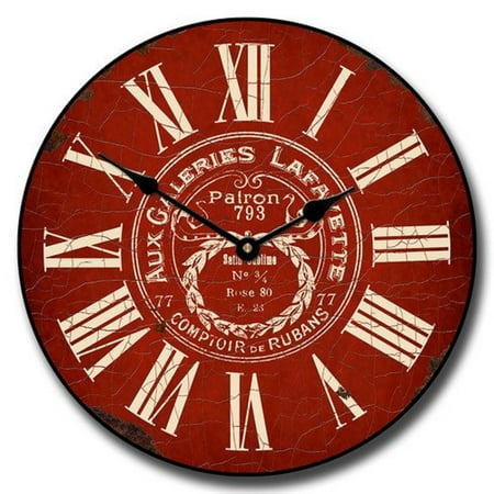 Galeries Lafayette Red Wall Clock | Beautiful Color, Silent Mechanism, Made in USA