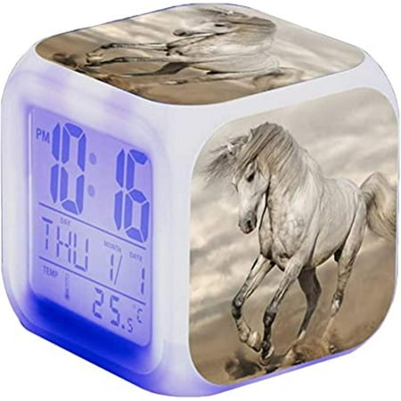 Horse Alarm Clock - Animal Alarm - Led - With Night Light - Glowing - With Light Display - Birthday Gift For Children