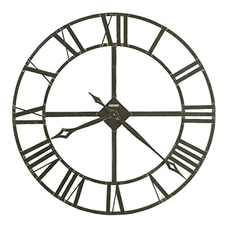 Howard Miller Lacy II Wall Clock 625-423 – 14-Inch, Wrought-Iron, Charcoal Gray Finish, Silver Edging, Large Numerals, Round Home Decor, Quartz Movement