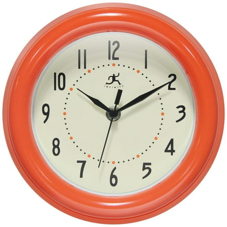 Infinity Instruments Spartan 8 Round Wall Clock, Orange