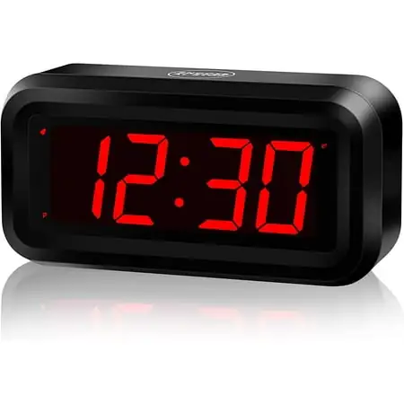 Kwanwa LED Digital Alarm Clock Battery Powered Only Small for Bedrooms/ Wall/Travel With Big 1.2'' Red Digits