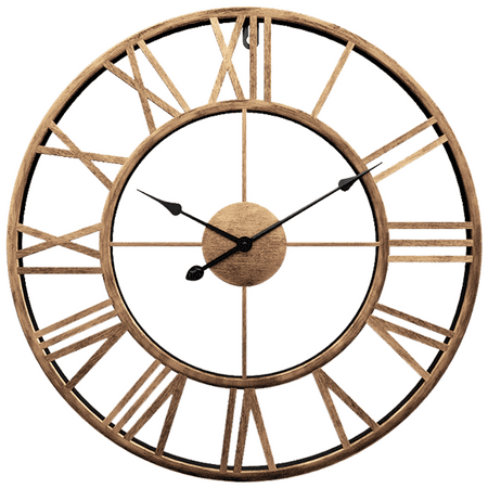 Large Wall Clock European Retro Clock with Roman Numerals, Metal Vintage Decorative Big Oversized Wall Clock for Home/Loft/Living Room/Kitchen,Gold