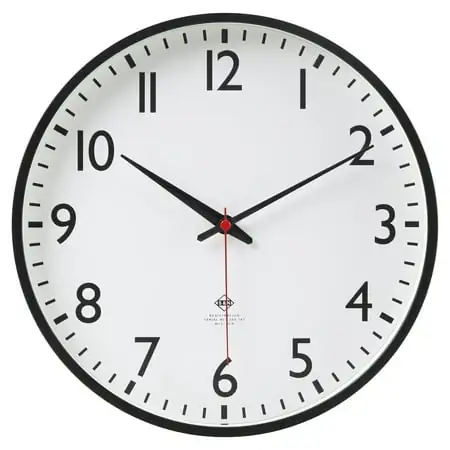 Mainstays 11.5 Indoor Round Black & White Schoolhouse Analog Wall Clock