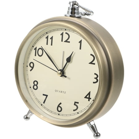 Metal Alarm Clock Roman Numerals Table Bedside Silent Alarm Clock Sweep Seconds Alarm Clock