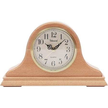 Miumaeov Mantel Clock, Silent Wooden Mantel Clock Vintage Table Clock Suitable for Fireplace Mantel Office Desk Shelf Home Dcor Gift 11.11 x 2.44 x 7.95in