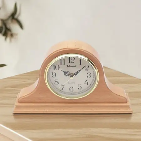 Miumaeov Mantel Clock Wooden Mantel Clock Low Noise Accurate Timekeeping Battery Operated Mantle Clock for Living Rooms Bedroom Office Study Room