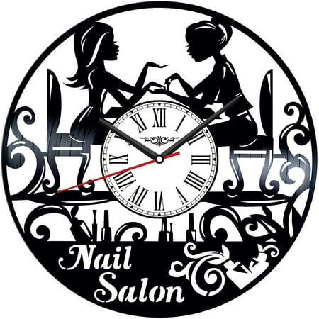 Nail Salon Beauty Vinyl Record Wall Clock Retro style Wall clock Silent Home Decor Unique Art Special Home Accessories Creative Personality Gift