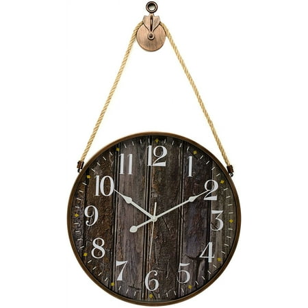 Pacific Bay Montpellier 18 Brown Wall Analog Clock with Rope