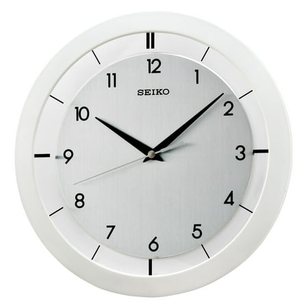 Seiko 11 St. John Metal Wall Clock, White Modern Quartz, Analog, QXA520WLH