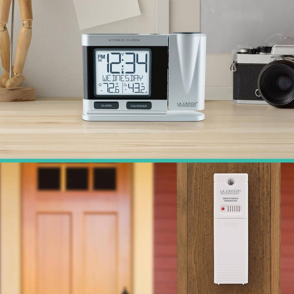 Silver Atomic Projection Alarm Clock with Temperature