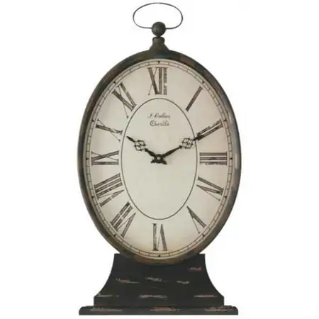 Table Clock Mantel PARIS Iron Wood New ZT-1509