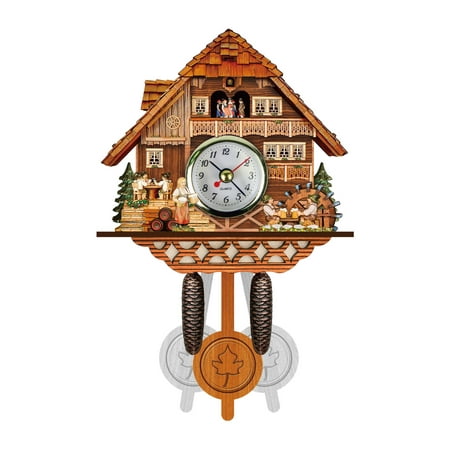 travel alarm clock battery operated red room decor kawaii wall clock Cuckoo Wall Clock Chime Alarm Retro Wooden Living Room