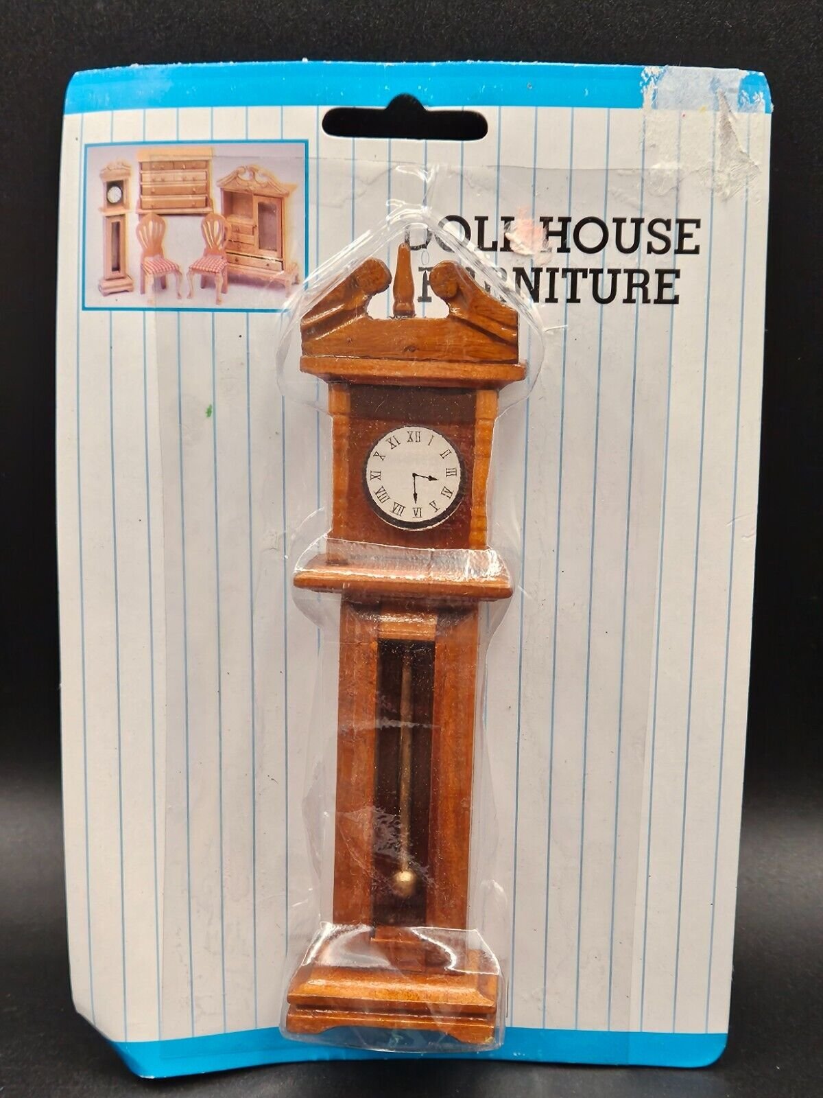 Vintage Wooden Dollhouse Furniture Grandfather Clock NIP