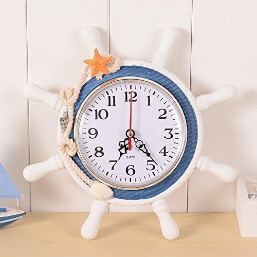 Wall Clock,Nautical Clocks Beach Wheel Wall Clock Decoration Maritime Decorative Time Clock Sailboat Steering Wheel Helm Decoration Nautical Boat Ship Wheel Wall Decor(Color Random)