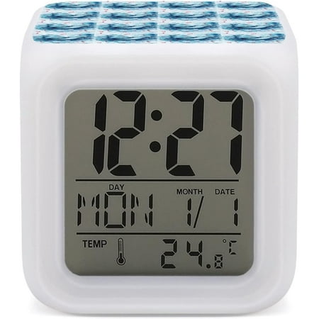 Watercolor Killer Whale Fishes Mini Digital Alarm Clocks, Led Night Glowing Cube Cl[3993]