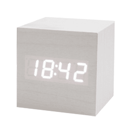 Wooden Cube Mini Digital Alarm Clock with Dual Alarm & LED Display