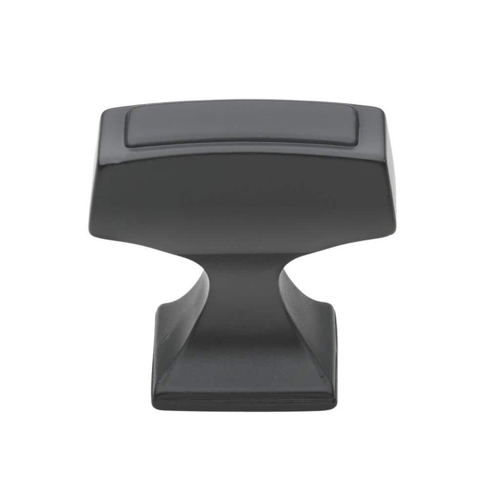 1-1/8 in. Matte Black Deco Rectangle Cabinet Knobs (10-Pack)