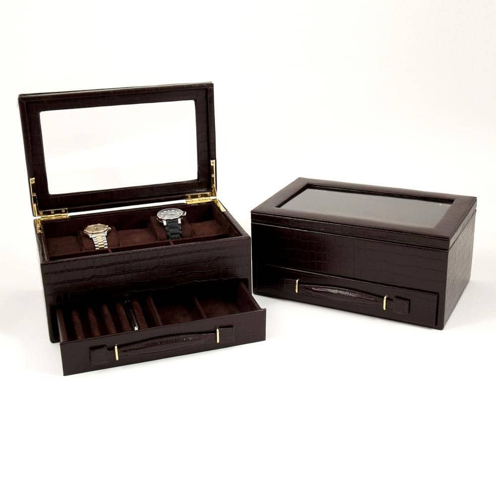 11.5 in. D x 5 in. H x 7.5 in. W Leather...