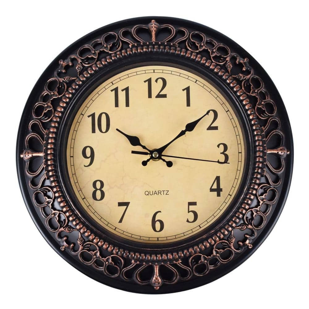 12 in. Black Non Ticking Modern Wall Clock Analog Clock
