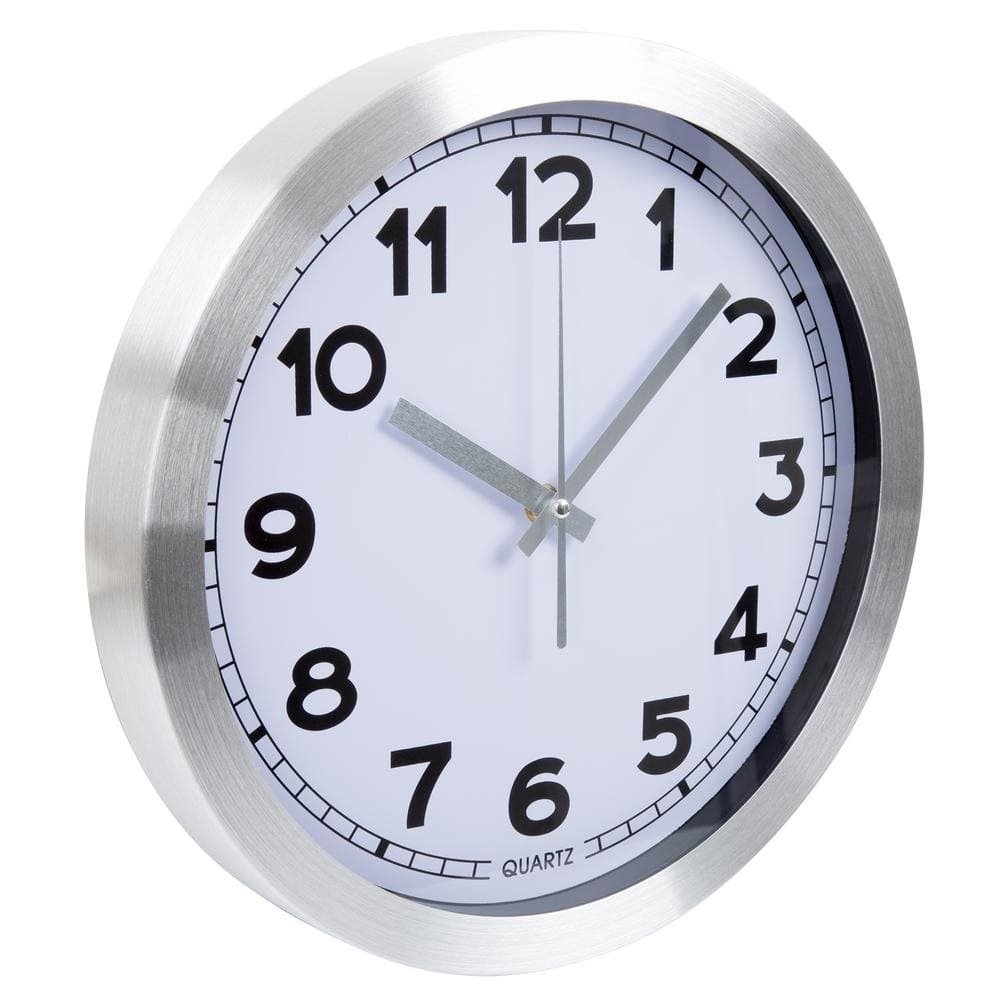 12 in. x 12 in. Brushed Aluminum Wall Clock