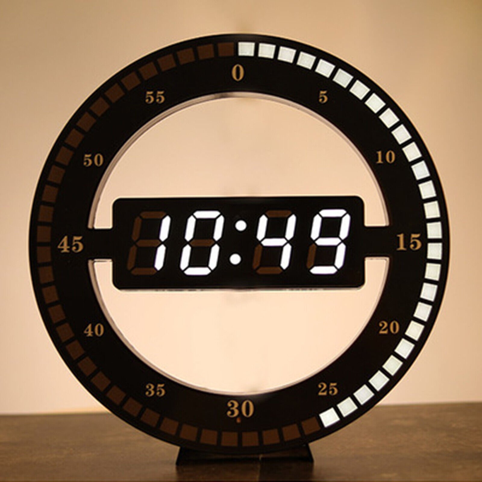 12'' LED Large Number Wall Clock Digital Ring Round Clock Electronic Clock USB