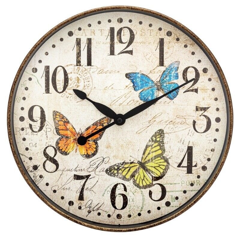 12" Round Butterfly Wall Clock Living Room Kitchen Bedroom Office Clocks Simple
