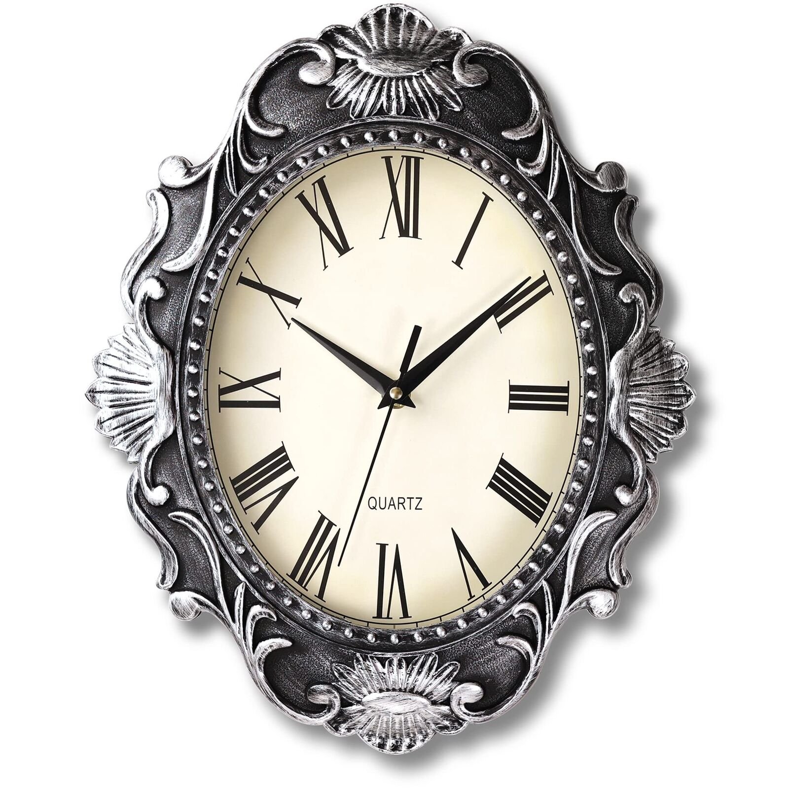 ® 14 Inch Oval Rustic Wall Clock, Wall Clocks Battery Operated, Country Style...