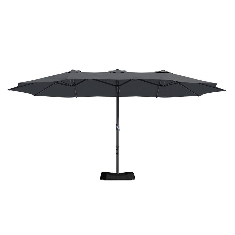 15 ft. Outdoor Market Patio Umbrella Double Sided Design Umbrella in Dark...