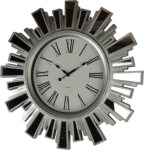 19 Inch Silver and Mirror Starburst Wall Clock