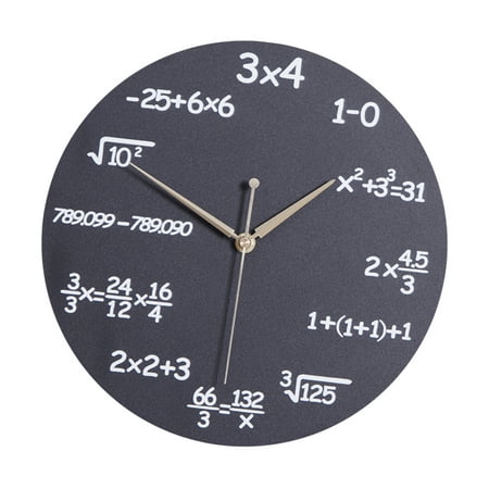 1PC Creative Mathematics Blackboard Clock Wall Clock for Classroom Home Office Decoration Gift Without Battery (Style 3)