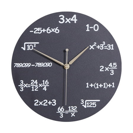 1PC Creative Mathematics Blackboard Clock Wall Clock for Classroom Home Office Decoration Gift Without Battery (Style 3)