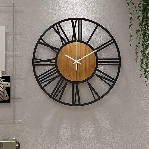 1st owned Round Wall Clock for Living Room Decor Modern Battery Operated Silent Non Ticking Black Clocks for Home Living Room Garden Office Cafe Decoration -40CM/16 Inch