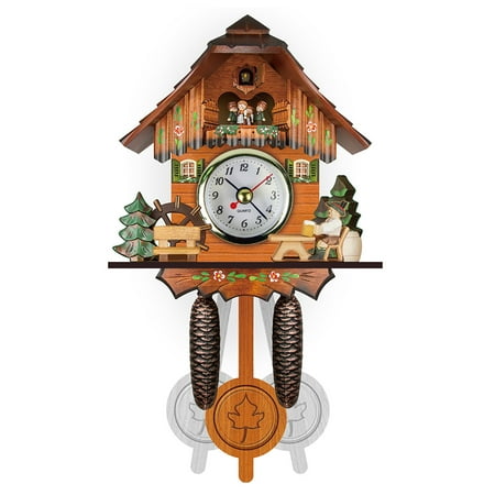 2024 1 section middle tail swings left and right wall clock cuckoo coo time alarm clock retro clock wooden living room clock CM006for mather day