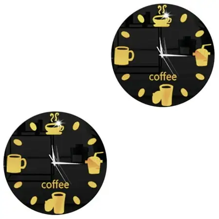 2 Pack Chiming Wall Clock Magnetic Clock for Fridge Refrigerator Sticky Clock Magnet Casual Coffee