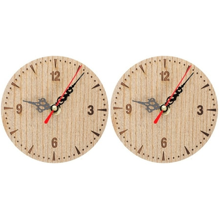 2 Pieces Small Clock Clocks Decorative Round Clock Home Clock Decor Bedroom Wall Clock Mute Wall Hanging Clock Office