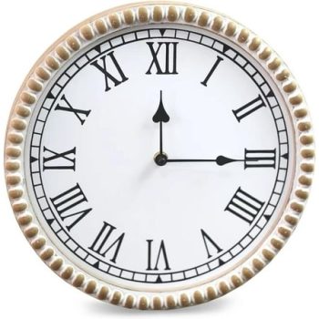 12 Inch Handmade Rustic Wall Clock with Wooden Beads, Real Wood Clock, Farmhouse Wall Clock Decor, Living Room Wall Clock, Clocks for Living Room, Housewarming Gift.