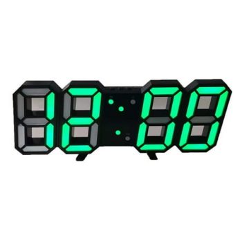 3D LED Digital Alarm Clock Desk Wall Clocks, Temperature, Nightlight, Silent Mode,green，G4373