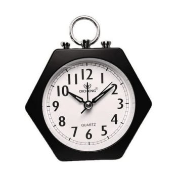 Alarm Hexagon Desk Table Clock Wake You Up Silent Working Perfect For Bedroom Office --- Black