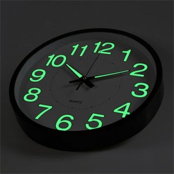 BERGUF 12 Quartz Modern Glow In The Dark Indoor Oversized Wall Clock, Silent Mechanism