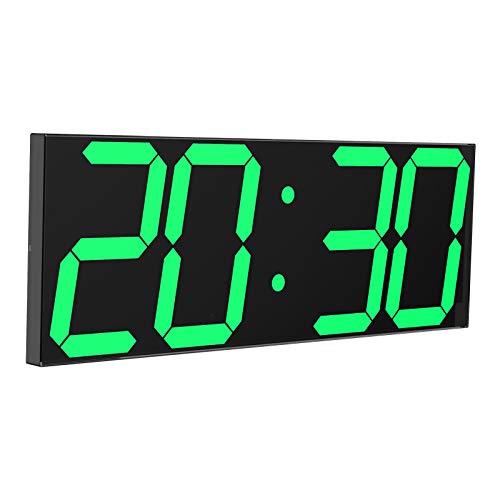 CHKOSDA Digital LED Wall Clock, Oversize Wall Clock with 6” Numbers, Remote Control Count up/Countdown Timer Clock, Auto Dimmer, Big Calendar and Thermometer(Green)